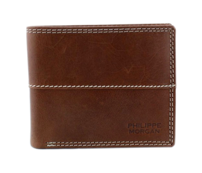 Philippe Morgan PM023 Men Leather Bifold Wallet - Brown  - Zoom Image