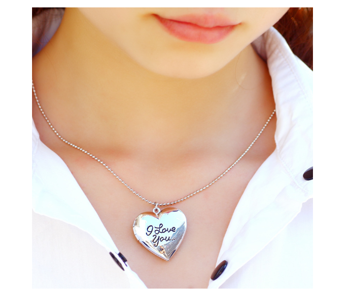 Rand JWL53 I Love You Letters Photo Frame Heart Locket Pendants Necklaces Silver - Zoom Image 3