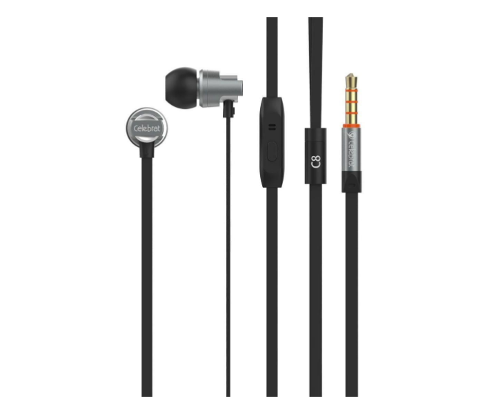 Celebrat C8 In-Ear Metal Super Bass Earphones NFT- Black - Zoom Image 1