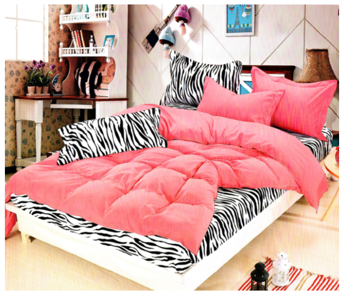 AMH ZB004 6 Pieces High Quality Cotton Double Size Bed Sheet with Quilt Cover & Pillow Case -Peach - Zoom Image