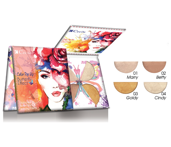 Cecile Color Pop Up Butterfly Highlighter Illuminator Palette - Zoom Image