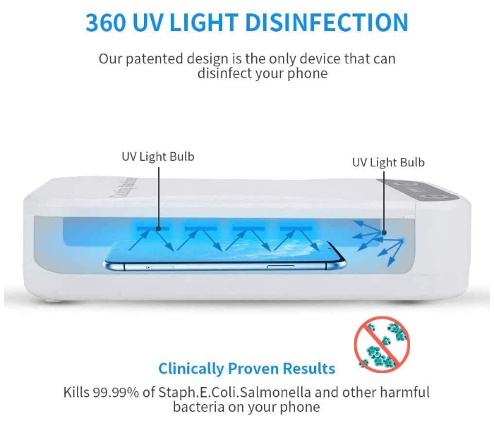 Phone Sanitizer UV Disinfection Lamp Light Box with Ultraviolet Light for Phone UVC Cleaner - White - Zoom Image 2