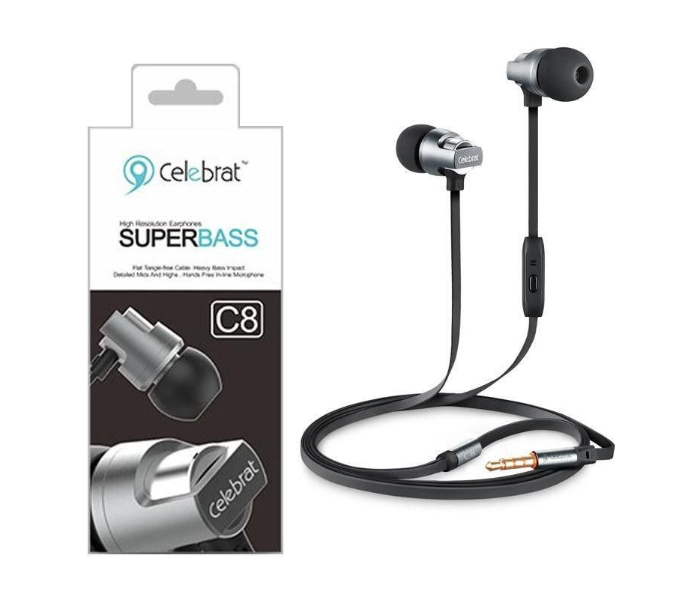 Celebrat C8 In-Ear Metal Super Bass Earphones NFT- Black - Zoom Image 2