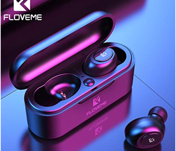 Floveme TWS Bluetooth Earphone with Charging Box - Black - Zoom Image 2