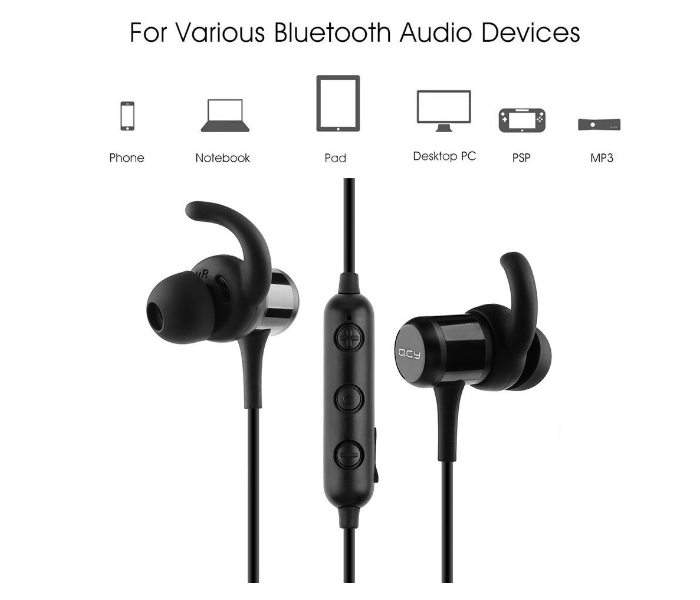 QCY M1C Wireless Sports Bluetooth Earphones -Black - Zoom Image 2