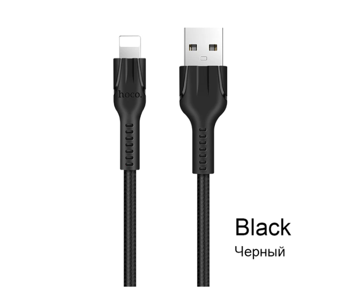 Hoco U31B Nylon Braid 2.4A Lightning USB Data Charging Cable For iOS Devices 1M, Black - Zoom Image