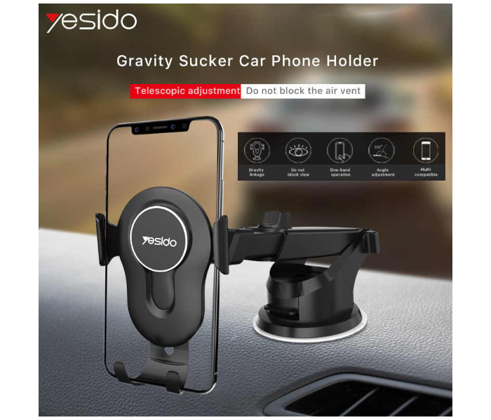 Yesido C44  Gravity Car Holder - Black - Zoom Image 3