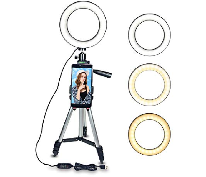 TikTok RMN CQL Dimmable Selfie 32cm Ring Light with Cell Phone Holder for iPhone Android With Light Stand for Live Stream  - Zoom Image