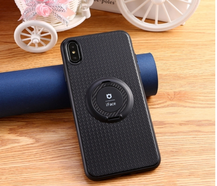 Soft TPU Outer Circle Car Holder Stand Magnetic Suction Bracket Finger Ring Holder Case For IPhone XR , Black - Zoom Image 1