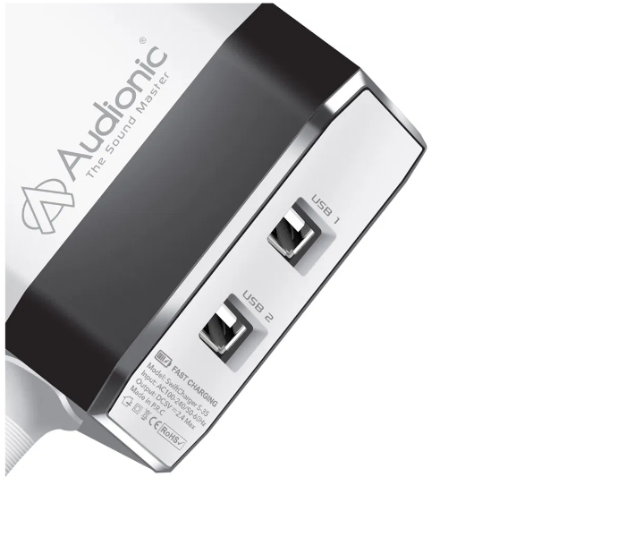 Audionic S35 Dual USB Port Home Charger - White - Zoom Image 2