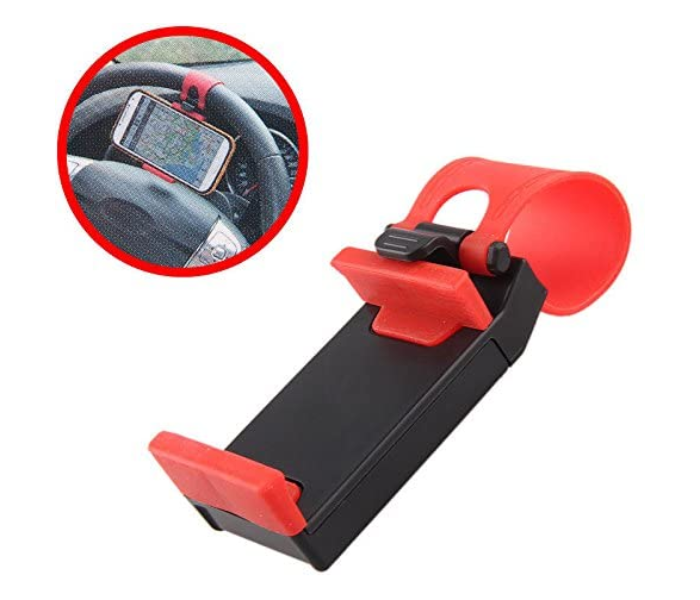 Generic MB004 Car Steering Wheel Cell Phone Holder Clip Mount For Smartphones Under 6 inches Red - Zoom Image 2