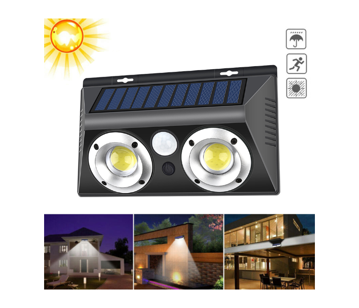 Generic LF1625 Solar Powered COB LED Outdoor Solar Wall Light - Black - Zoom Image 3