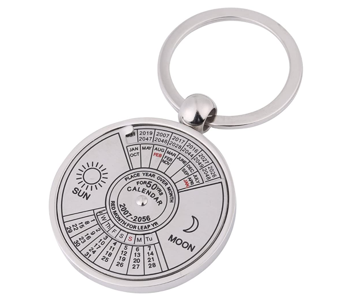 Generic 50YRSKC 50 Years Perpetual Calendar Keychain - Silver - Zoom Image