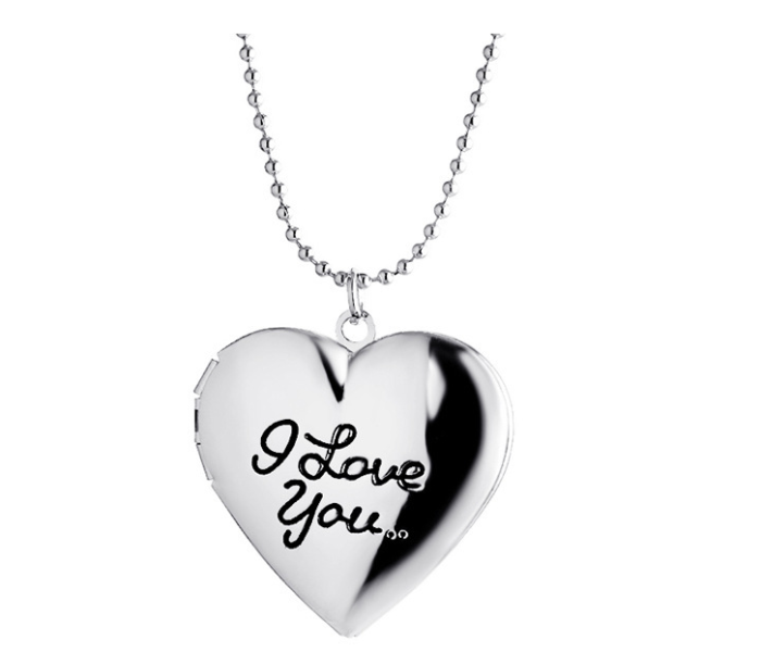 Rand JWL53 I Love You Letters Photo Frame Heart Locket Pendants Necklaces Silver - Zoom Image 1