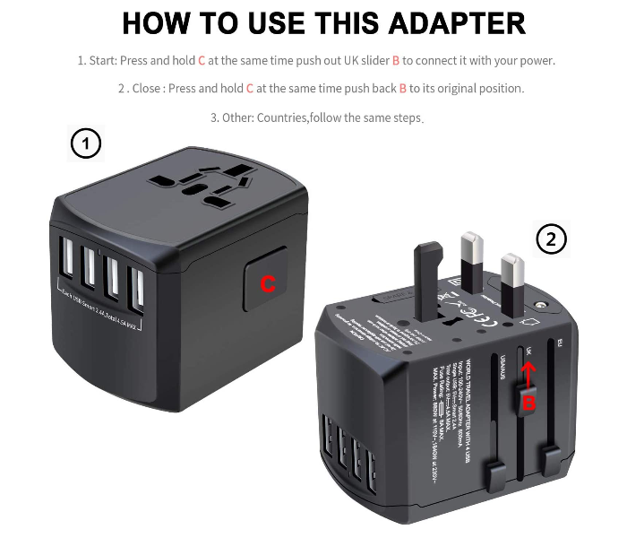 Multi Travel Adapter RMT001 - Black - Zoom Image 3