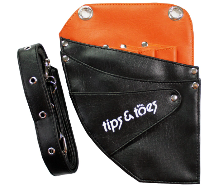 Tips - Toes TT753 Hair Scissors Holster Pouch with Waist Shoulder Belt - Black and Orange - Zoom Image 2