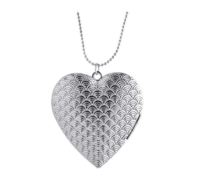 Rand A355 Openable Pendant Photo Picture Frame Heart Shaped Necklace Silver - Zoom Image