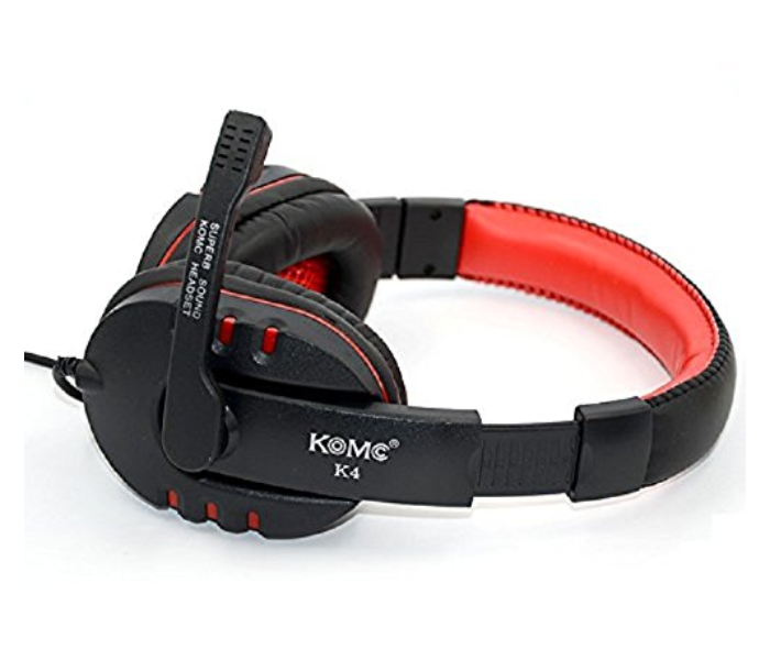 KOMC K4 Multimedia Stereo Gaming Headphone with Noise Cancelling Feature – Red  - Zoom Image 3