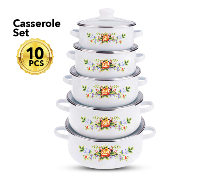 10 Pcs Casserole Set OE-5509 Cream White - Zoom Image 2