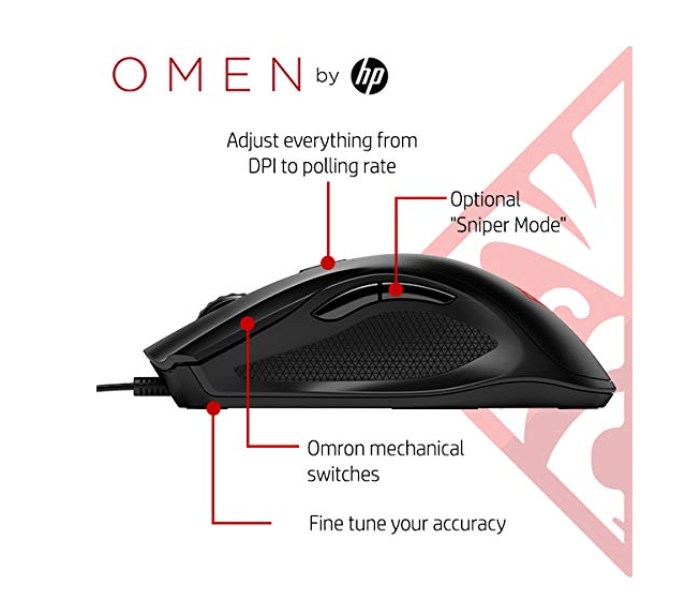 HP 3ML38AA Omen HP Mouse 400 Gaming Mouse - Black - Zoom Image 3