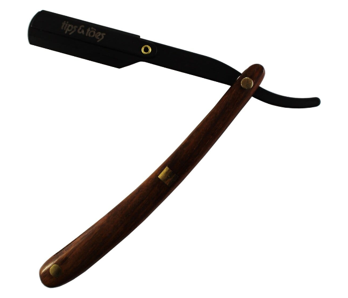 Tips - Toes TT757 Professional Straight Edge Razor Black and Brown - Zoom Image 2