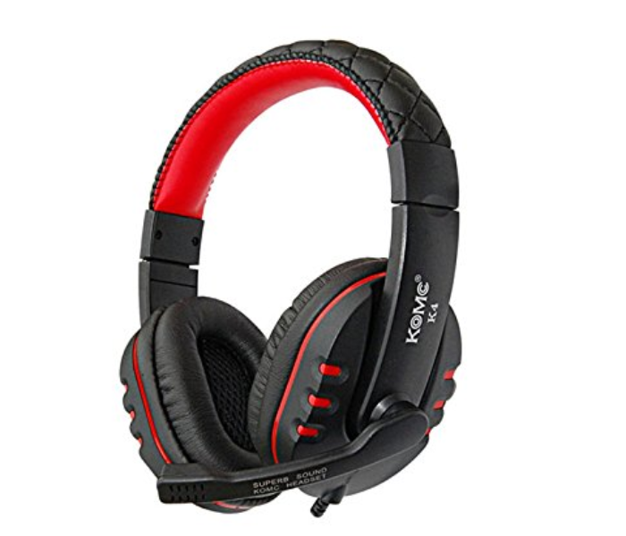 KOMC K4 Multimedia Stereo Gaming Headphone with Noise Cancelling Feature – Red  - Zoom Image 2