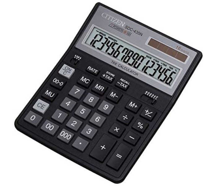 Citizen CTZ SDC 435 16 Digit Basic Calculator Black - Zoom Image