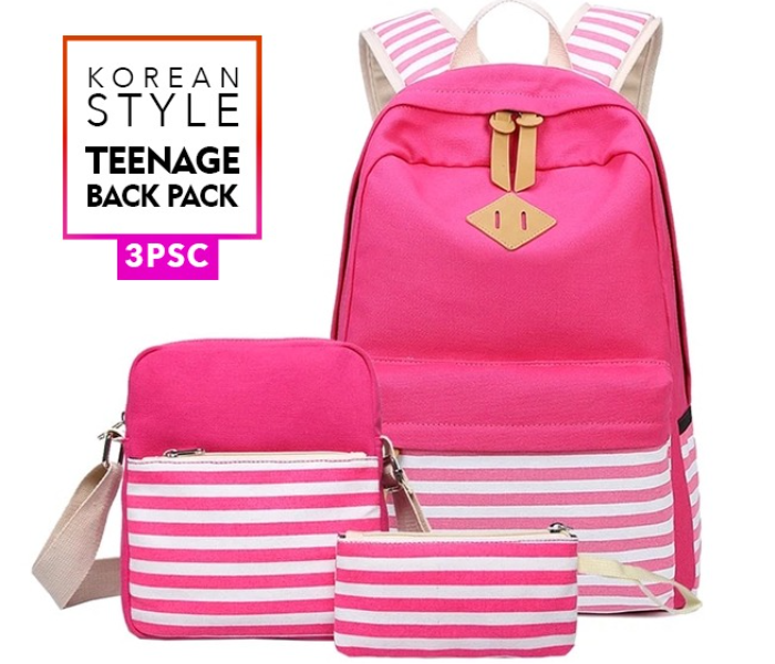 3 Pieces Set Bags For Travel Backpack and Satchel For Women -Pink - Zoom Image