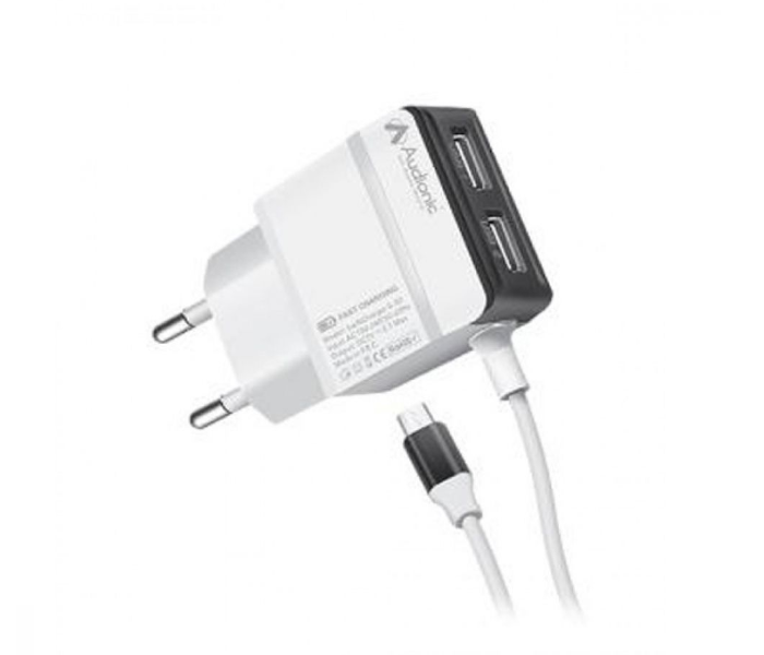 Audionic S30 Dual USB Port Mobile Charger - White - Zoom Image 1