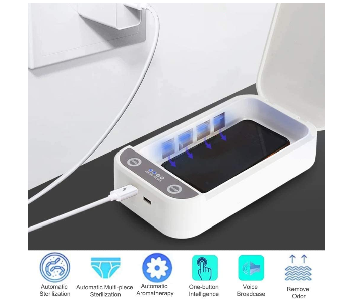 Phone Sanitizer UV Disinfection Lamp Light Box with Ultraviolet Light for Phone UVC Cleaner - White - Zoom Image 1