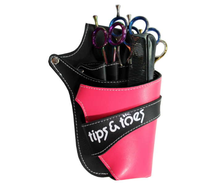 Tips - Toes TT752 Hair Scissors Holster Pouch with Waist Shoulder Belt - Black and Pink - Zoom Image 2