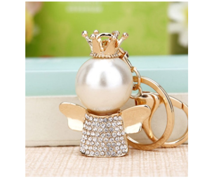 Rhinestone Pear Crown Angel Keychain Gold  - Zoom Image 3