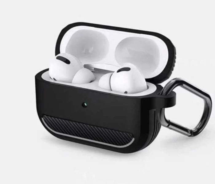 Wiwu APC005 Extra Shock Absorbing Silicone Material Apple AirPods Pro Case with Carbiner Keychain Black - Zoom Image