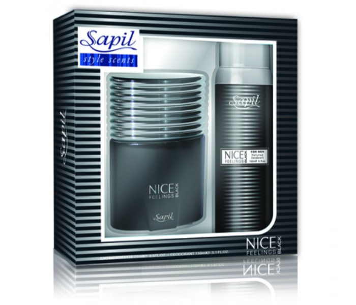 Sapil Gpac Nice Feelings Black Eau De Toilette with 150 ml Deodarant for Men - Zoom Image