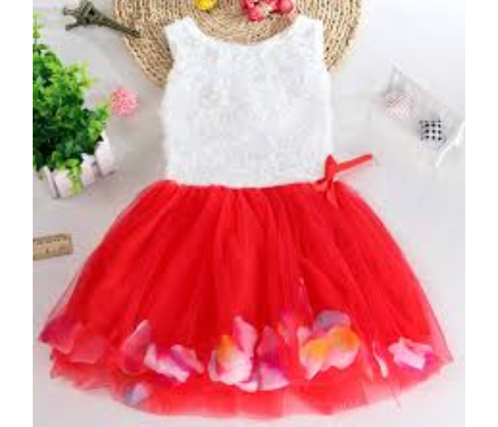 Little Wings 5 years Lace Bow Flower Bottom Princess Tutu Dress - Red - Zoom Image