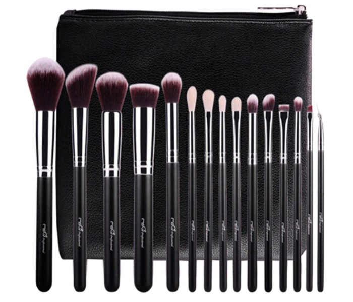 15 Piece Makeup Brushes Set - Black - Zoom Image