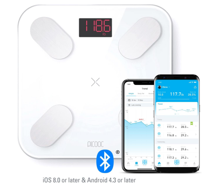 PICOOC Mini Pro Bluetooth Smart Body Fat  Weighing Scale - White - Zoom Image 1