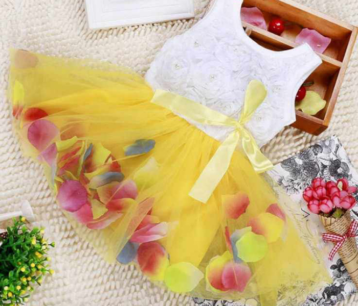 Little Wings 2 years Lace Bow Flower Bottom Princess Tutu Dress - Yellow - Zoom Image 1