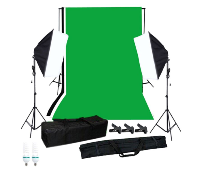 Photography Softbox Lighting Kit with Studio Background Stand - Black - Zoom Image