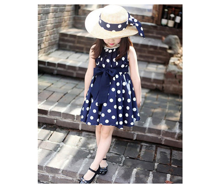 Little Wings 2 year Polka Dot Lolita Style Knee Length Frock - Blue  - Zoom Image