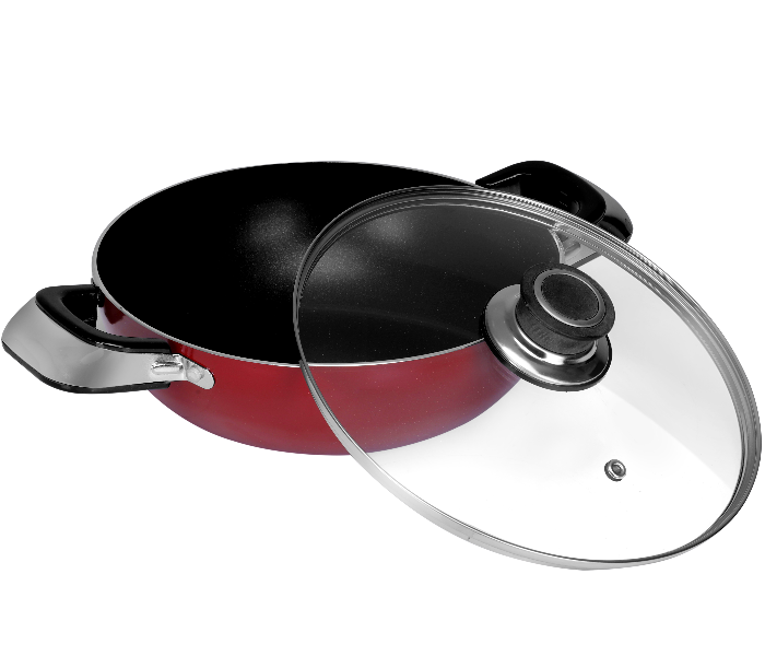 Royalford RF2947 22cm Non Stick Wok Pan with Lid - Red - Zoom Image 3