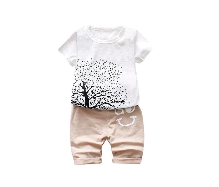 Little Wings 2 Years Boys Tree Design Short Sleeve Top and Breathable Shorts - White - Zoom Image 1