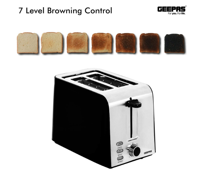 Geepas GBT36513UK 850W 2 Slice Bread Toaster with Slide Out – Black and White - Zoom Image 4