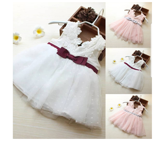 Little Wings Beautiful Bow Baby Girl Dress - Pink - Zoom Image