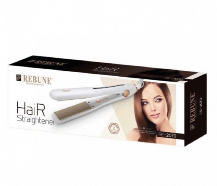 Rebune RE-2070 Hair Professional Straightener - White - Zoom Image 2