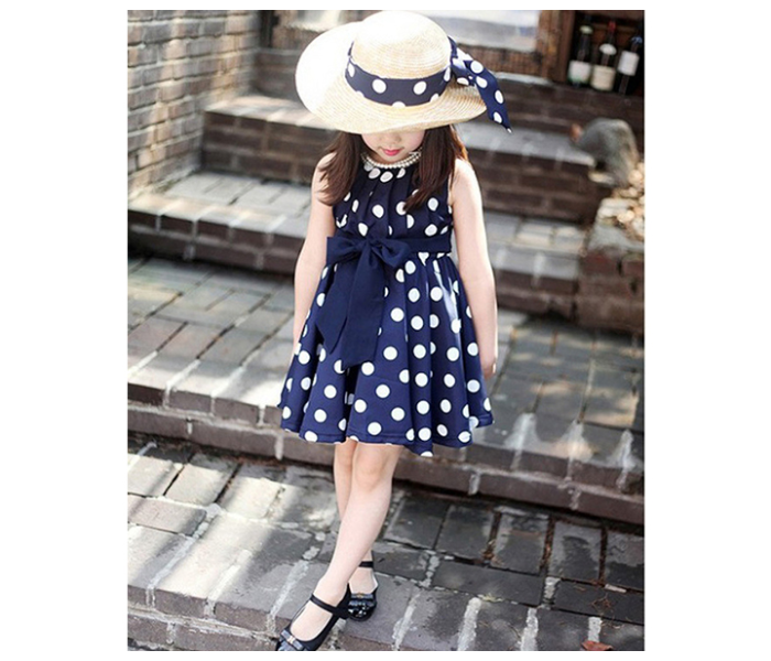 Little Wings 5 years Polka Dot Lolita Style Knee Length Frock - Blue  - Zoom Image