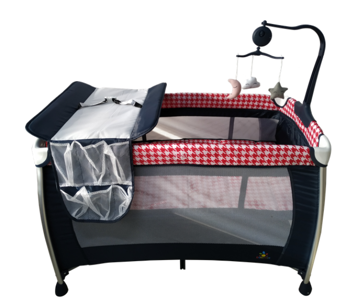 Babylove 27-920AP Baby Love Playpen Two Layers With Toys - Red and Black - Zoom Image 1