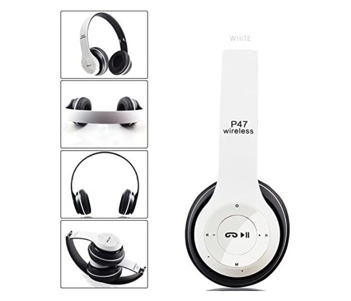 Generics P47 Wireless Bluetooth Foldable Headset - White - Zoom Image 1