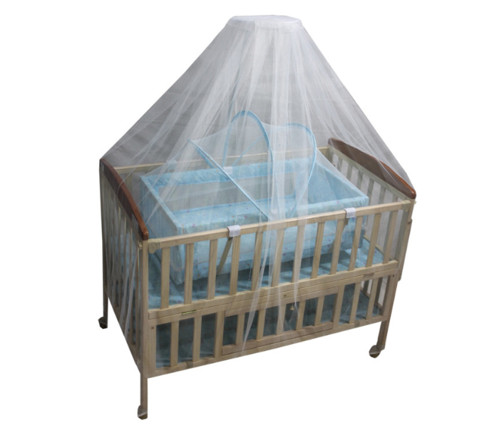 Babylove 27-16F Baby Love Wooden Bed With Mosquito Net - Cream - Zoom Image 1