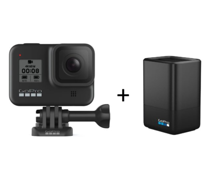 Go Pro Hero8 CHDHX-801 Action Camera 12 MP with Dual Battery Charger - Black  - Zoom Image 1